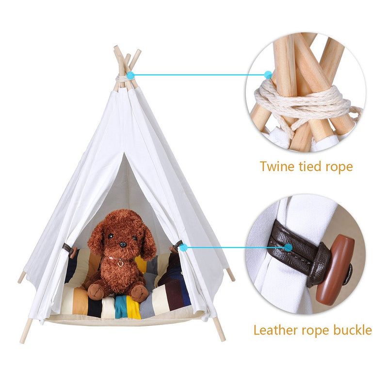 Pet Tent Removable and Washable PureWhite Pet KennelsTeepeee Pet Play House Dog Play Tent Cat /Dog Bed (Not Including Mats)(L, White) - PawsPlanet Australia