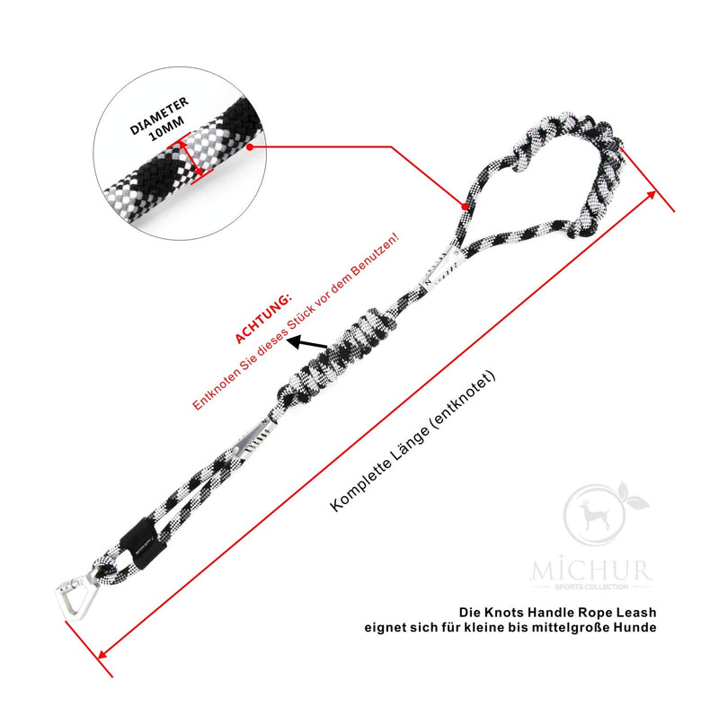 Michur Miguel black grey dog leash lead nylon lead strong, length 150cm - PawsPlanet Australia