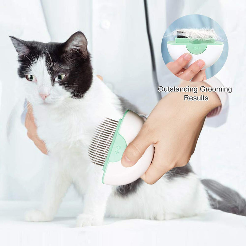 YOUMI Cat Brush for Shedding and Grooming, 2-in-1 Massage & Deshedding Dog Cat Protable Grooming Brush, Hair Removal Cleaning Tool, Keep Your Kitten/Puppy Safe and Healthy Green - PawsPlanet Australia