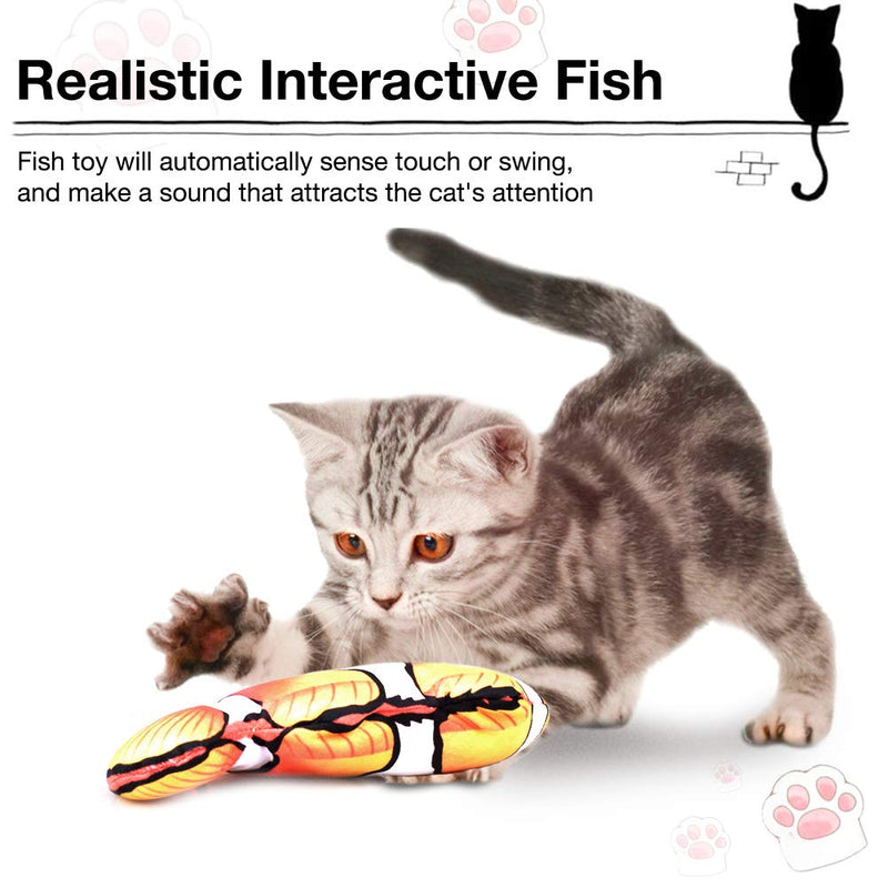 [Australia] - 2-Pack Moving Cat Kicker Fish Toy,Moving Fish Cat Toy,Wiggle Fish Catnip Toys, Interactive Cat Toy, Realistic Flopping Fish, Fun Toy for Cat Exercise 