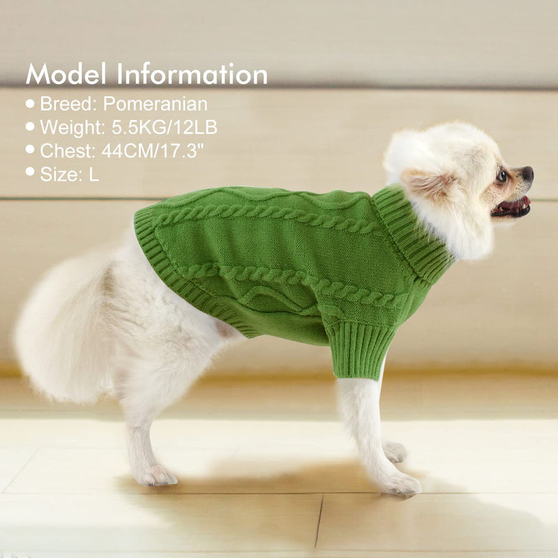 Dog Sweater Winter Puppy Clothes, Turtleneck Warm Cat Sweater Fleece Kitten Clothes, Pullover Knit Christmas Holiday Pet Apparel (XS - XXL) X-Small Green - PawsPlanet Australia