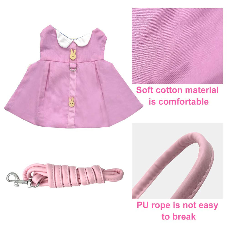 Rabbit Harness and Lead Set Cute Pink Harness Soft Cotton Anti-breakaway Harnesses for Dwarf Rabbit Medium - PawsPlanet Australia