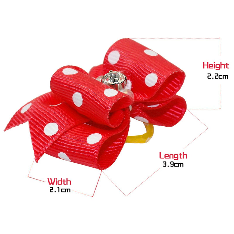 UEETEK 20pcs Lovely Pet Dog Hair Bows Accessories Cat Puppy Hair Clips with Rubber Bands PolkaDot - PawsPlanet Australia