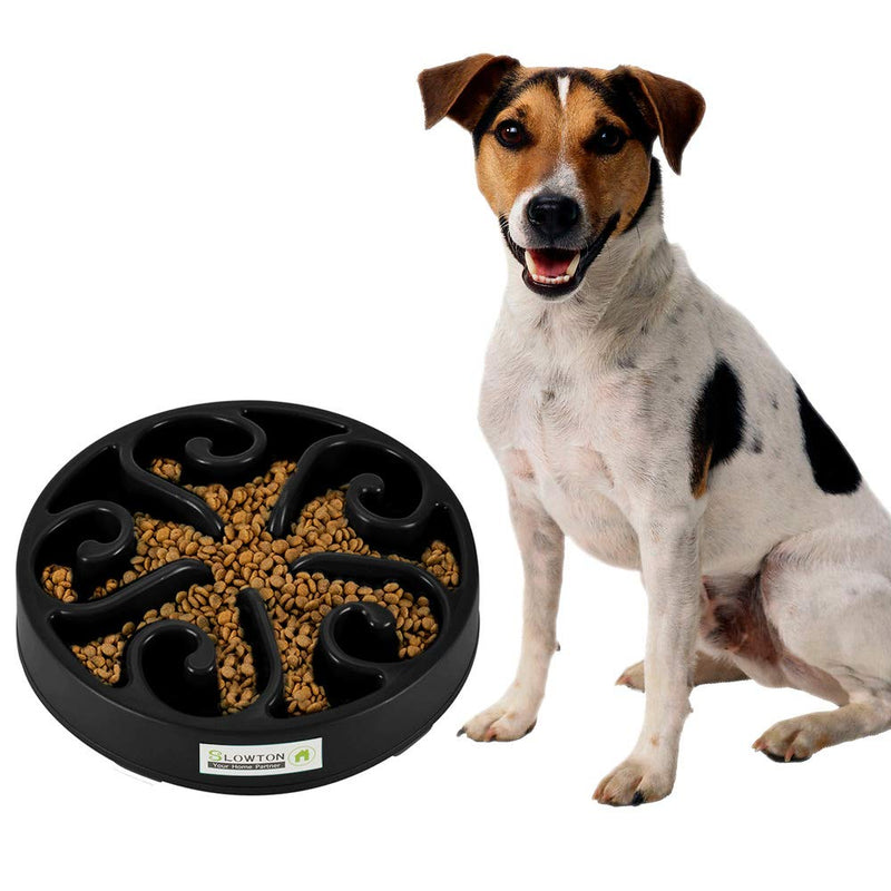 SlowTon Slow Feeder Dog Bowl - Slow Eating Dog Bowl - Interactive Feeder - Slow Down Feed Dog Cat Feeding Bowl - Pet Bloat Stop Dog Bowl Black - PawsPlanet Australia