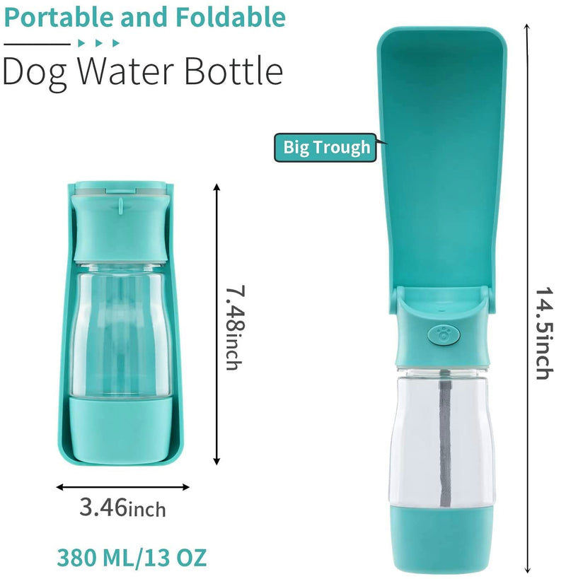 Portable Dog Water Bottle, Dog Travel Water Bottle, Foldable Leak Proof Pet Water Bottle Dispenser for Puppy Small Medium Large Dogs Outdoor Walking Hiking and Traveling (13 OZ Water +6.8 OZ Food) - PawsPlanet Australia