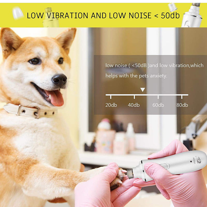 [Australia] - POPDEALS Pet Nail Grinder,2 Speed Electric Dog Nail Grinder USB Rechargeable Quiet Pet Nail Trimmer File Clipper Paws Grooming & Smoothing for Small Medium Dogs & Cats 