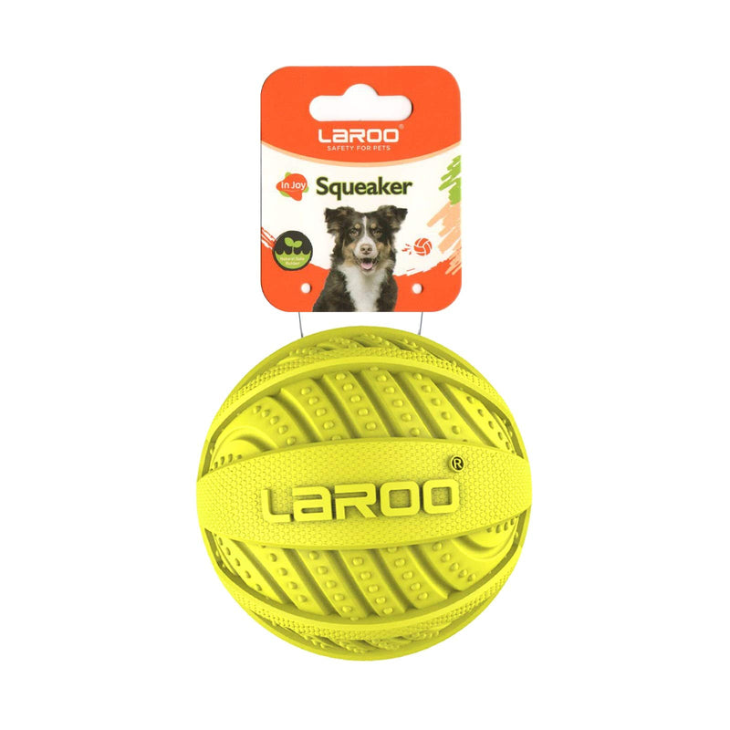 LaRoo Squeaker Ball Dog Toy, Durable Natural Rubber Dog Ball Floating Throwing Teeth Cleaning Training Chew Toy for Pet Small Medium Large Dogs 9CM Green - PawsPlanet Australia