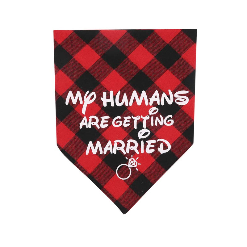 [Australia] - KZHAREEN 2 Pack My Humans are Getting Married Dog Bandana Printing Plaid Wedding Reversible Triangle Bibs Scarf Accessories for Dogs Cats 