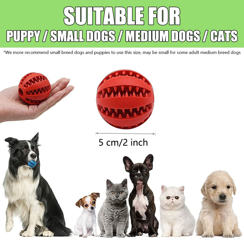 Speedy Panther 2Pcs Dog Treat Dispenser Ball Toy Interactive Dog Toys for Boredom Teeth Cleaning Chew Toy Rubber Ball for Puppy Small Dogs (S) 5cm Blue&Red - PawsPlanet Australia