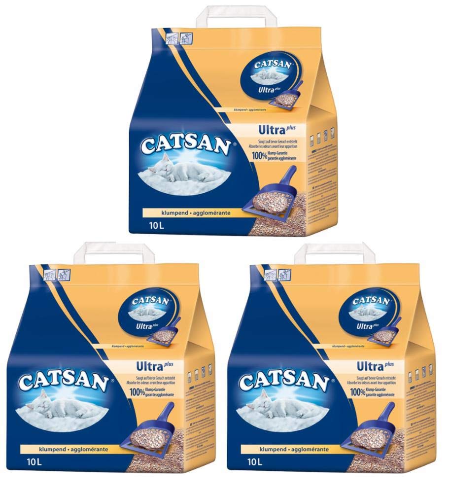 Catsan Ultra Plus clumping litter clumping cat litter, 3 packs (3 x 10l) 3 packs (3 x 10l) - PawsPlanet Australia