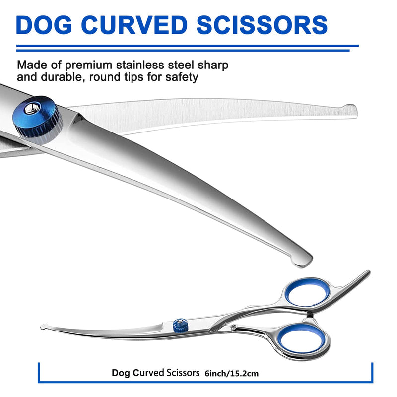 Grooming scissors for dogs and cats, dog grooming scissors, pet comb, made of robust stainless steel (blue). - PawsPlanet Australia
