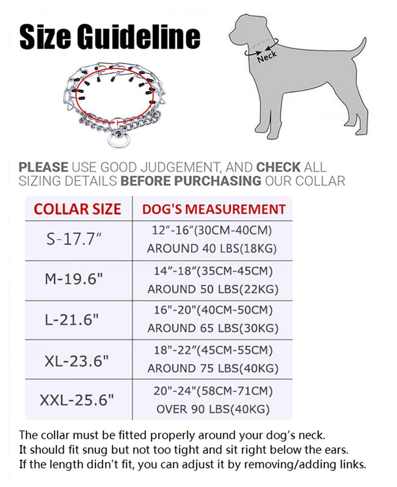 [Australia] - Mayerzon Dog Prong Collar, Classic Stainless Steel Choke Pinch Dog Chain Collar with Comfort Tips, 5 M-19.7" Silver 