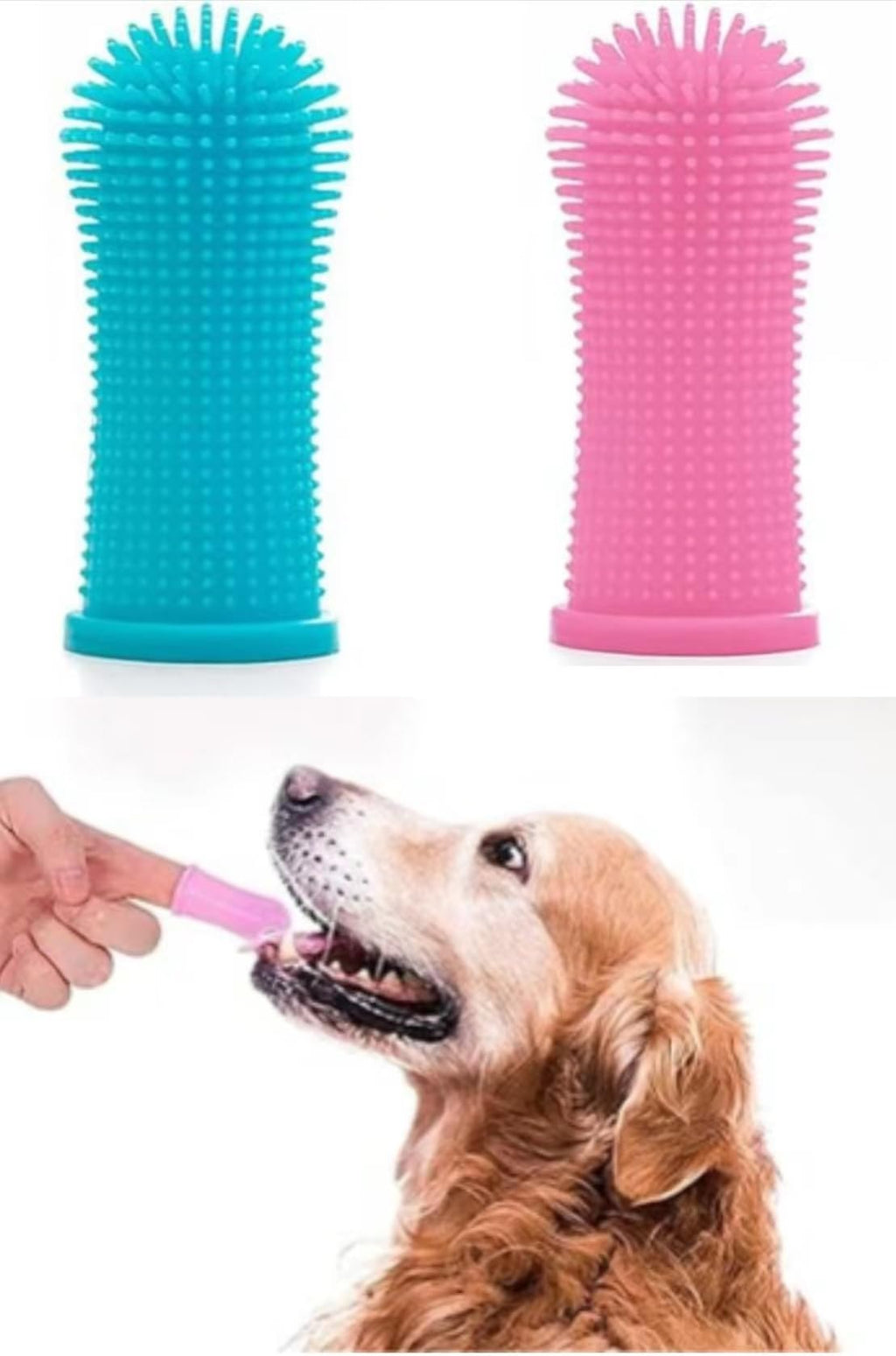 Dog toothbrush, 2 pieces 360º pets teeth cleaning toothbrush silicone finger cots dental care with storage box finger toothbrushes for dogs and cats - PawsPlanet Australia