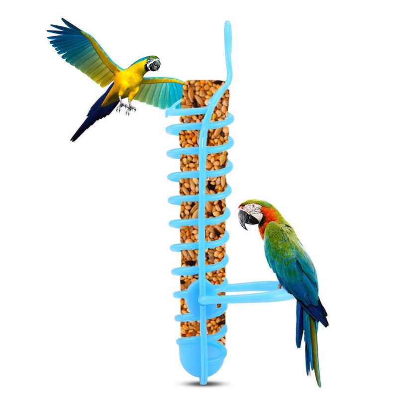 Sheens Parrot Feeding Bowl with Perches Hanging Swing Foraging Toy Bird Cage Toys Feeder Box for Parrot(Blue) Blue - PawsPlanet Australia