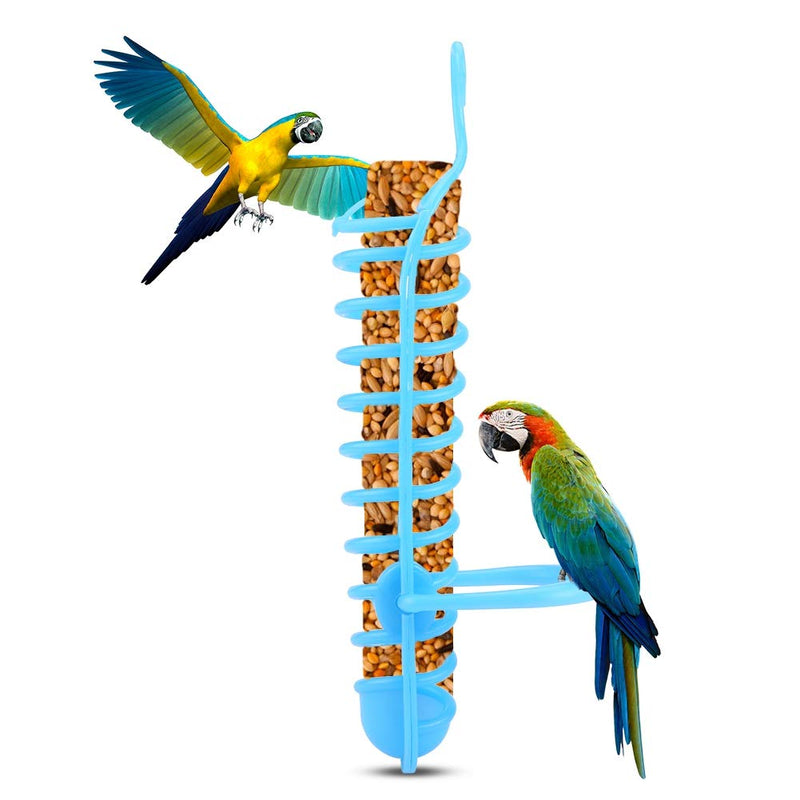Parrots Feeder Basket Plastic Food Fruit Feeding Perch Stand Holder Hanging Hook for Pet Bird Supplies Fruit Vegetable Millet Container(Blue) - PawsPlanet Australia