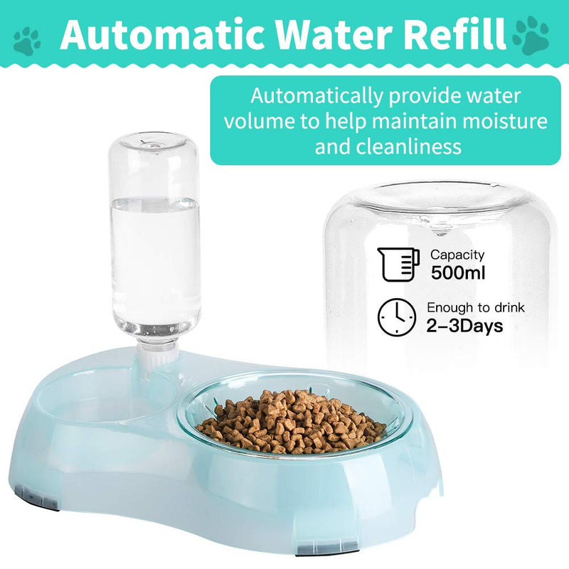 BINGPET Automatic Feeder Slow Food and Refill Water Bowl for Cat & Dog, Removable Automatic Water Dispenser and Slow Food Bowl, Non-Slip Pet Feeder Water Bowls for Cats and Puppies - PawsPlanet Australia