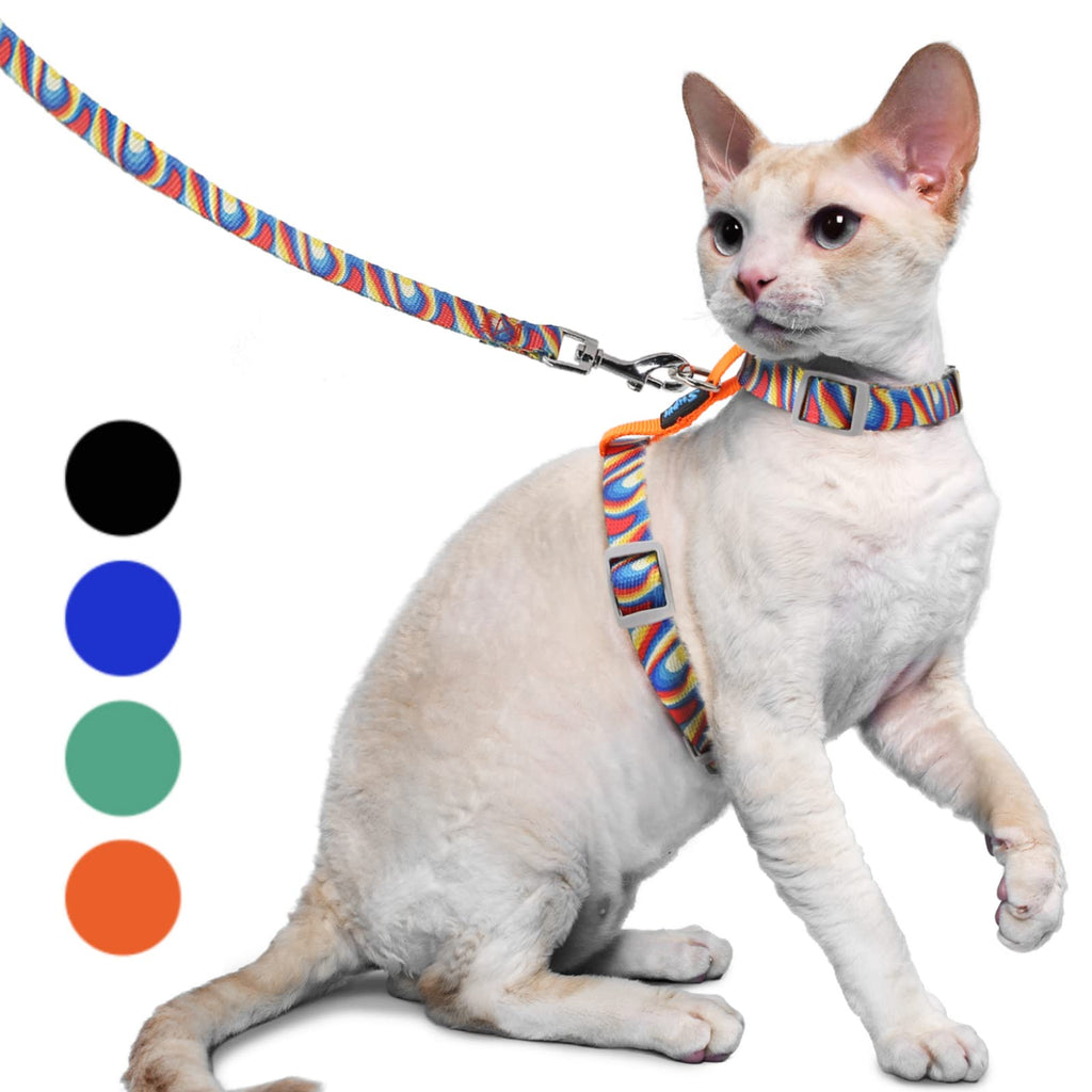 Supet Cat Harness and Leash, Escape Proof Cat Vest for Small Large Cats, Adjustable Cat Collars, Harnesses and Leashes for Walking, Lightweight Kitten Harness Orange M (Chest: 35.6-53.3 cm) - PawsPlanet Australia