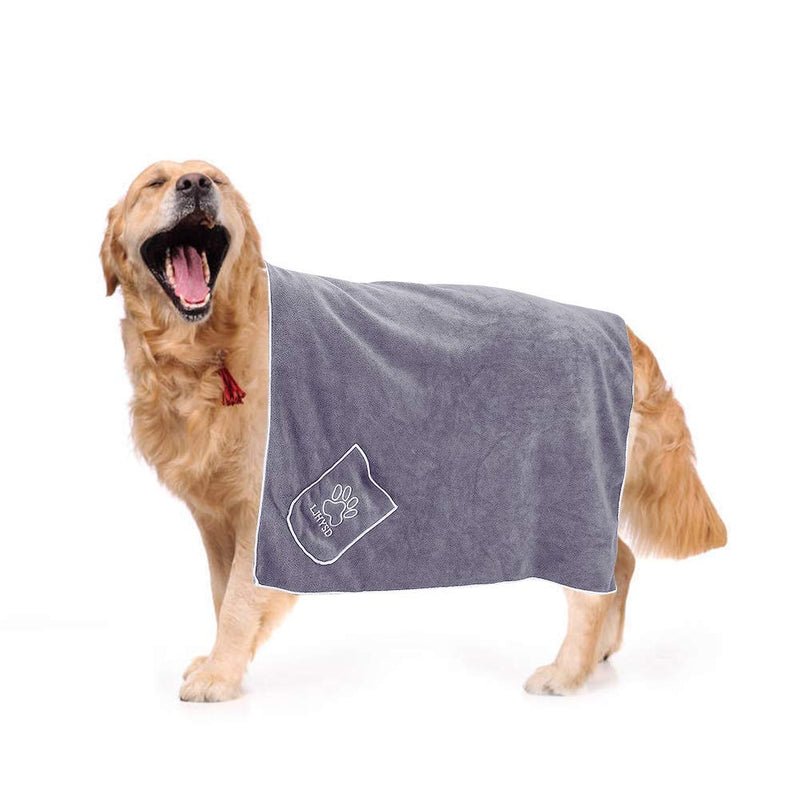 GZGZADMC Super Absorbent Doggy Bath Towel, Microfiber Pet Bath Towel| Quick Dry Bathrobe for Dog Cat Bathing-Gray Gray - PawsPlanet Australia