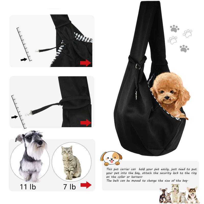 GHIFANT Dog and Cat Sling Carrier Little Pet Carrier Shoulder Crossbody Pet Slings for Outdoor Traveling Subway Black - PawsPlanet Australia