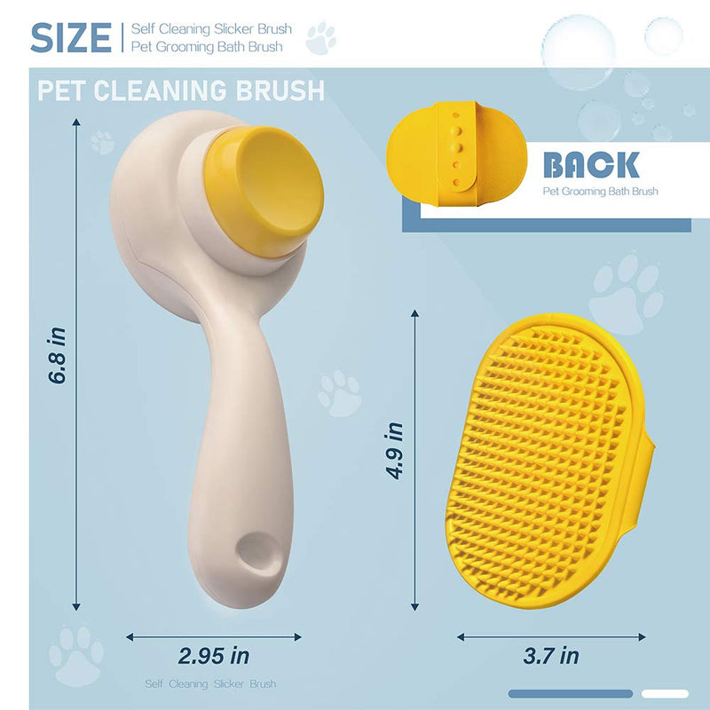 [Australia] - Self Cleaning Slicker Short Hair Dog Brush - Pets Grooming Brush for Dog and Cat - Professional Deshedding Brush for Small, Medium Dogs and Cats with Long Hair - Massages Particle Pet Grooming Comb 