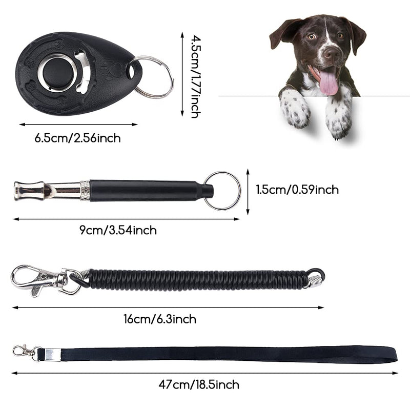 POHOVE 8pcs Dog Whistle And Clicker Training Set & Black Strap Lanyard,Storage Bag,Dog Whistle To Stop Barking,Adjustable Silent Dog Whistle,For Dog Recall Behavioral Silent Training - PawsPlanet Australia