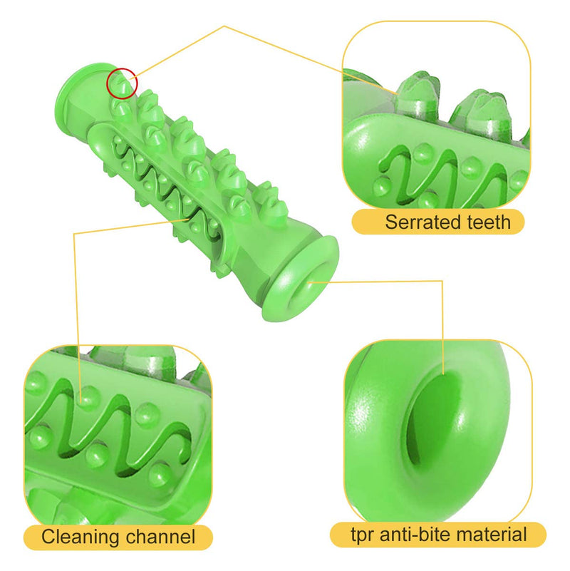 DMFSHI Dog Chew Toy, Dog Brushing Toy, Indestructible Tough Durable Dog Toothbrush Toys For Medium Large Dogs Dental Care Teeth Cleaning Green - PawsPlanet Australia