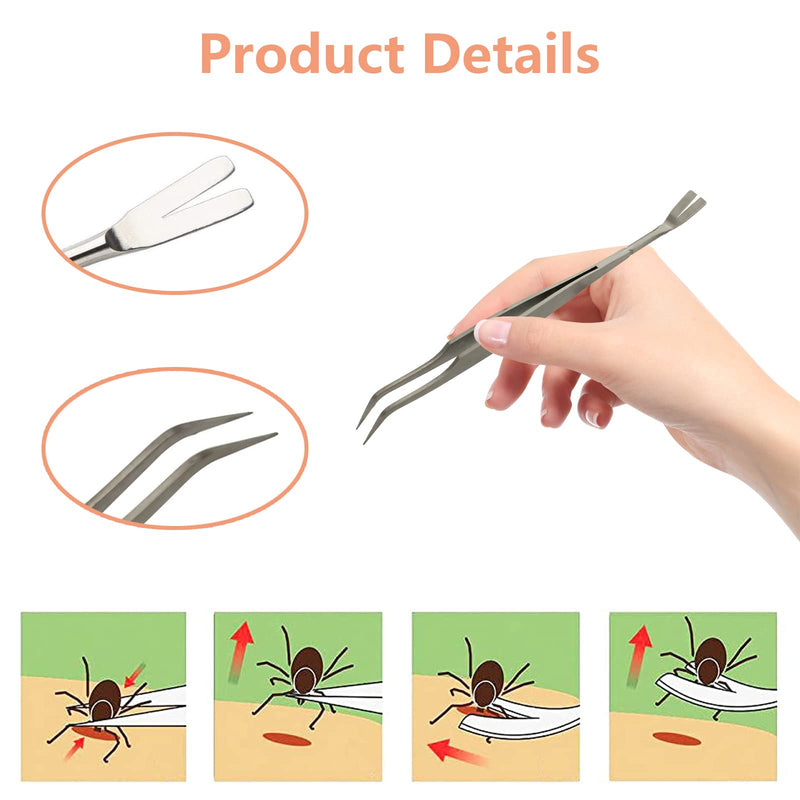 DFsucces Tick Remover, 2 in 1 Tick Removal Tool Stainless Steel, Safe Tick Remover Kit for Pet,Painlessly Tick for Dogs Cats Horses and Humans Pets - PawsPlanet Australia