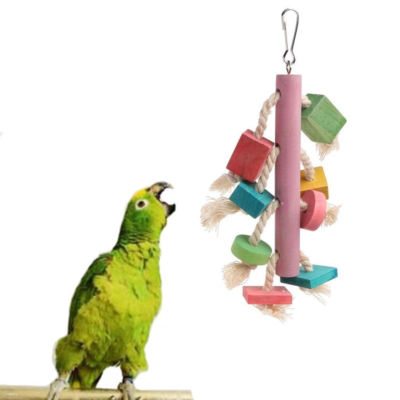 [Australia] - Hypeety Bird Parrot Rope Wood Climbing Pet Chewing Toy Cage Hanging Colorful Natural Wood Pet Supplies 