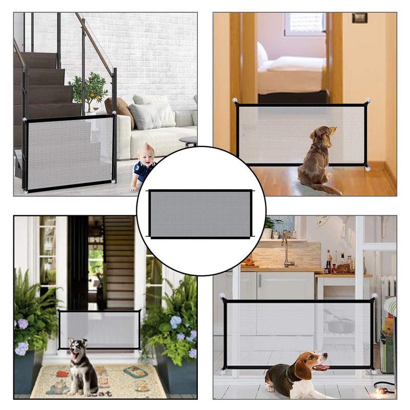 Cherioll Pet Safety Gate Magic Dog Gate Magic Gate for Dog,Safe Guard Install Anywhere, Portable Mesh Folding Safety Fence,Keep Your Baby and Pets Away from Kitchen and Outdoor 4 x Sticky hooks - PawsPlanet Australia