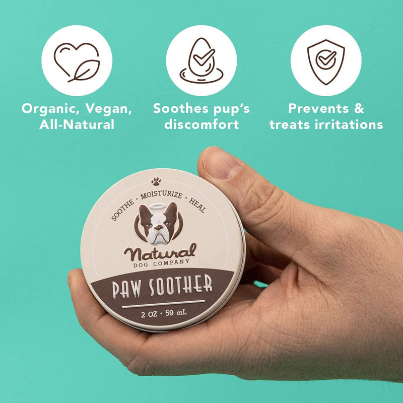 Natural Dog Company Paw Soother, Heals Dry, Cracked, Irritated Dog Paw Pads, Organic, All Natural Ingredients 2oz Tin - PawsPlanet Australia