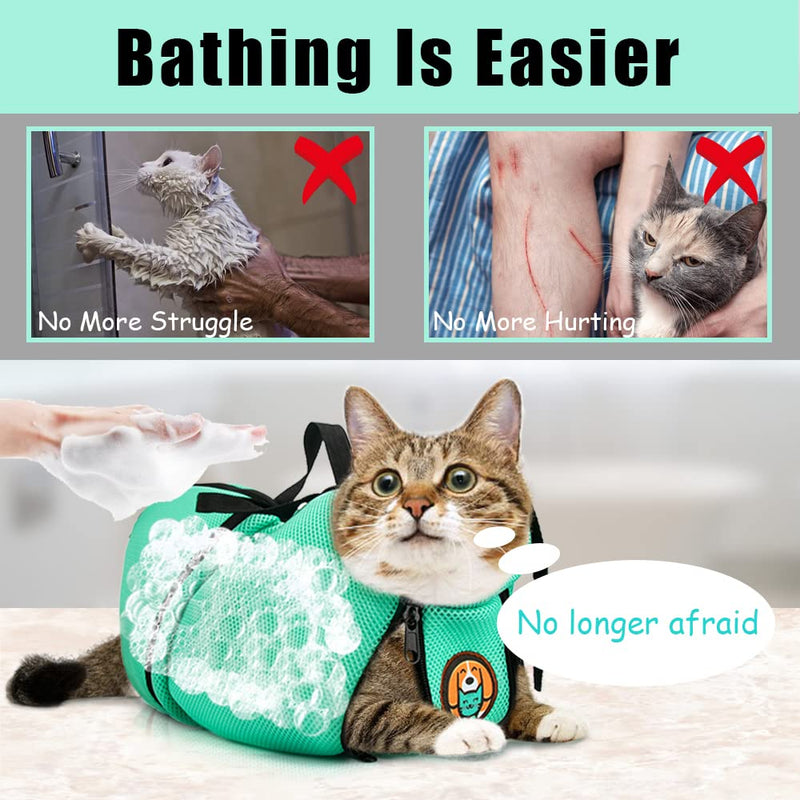 AWOOF Grooming Bag for Cats Adjustable Cat Bathing Bag Anti Scratch & Bite Polyester Soft Durable Mesh Cat Shower Bag for Small Medium Large Cats Nail Trimming Ear Cleaning Medicine Taking - PawsPlanet Australia