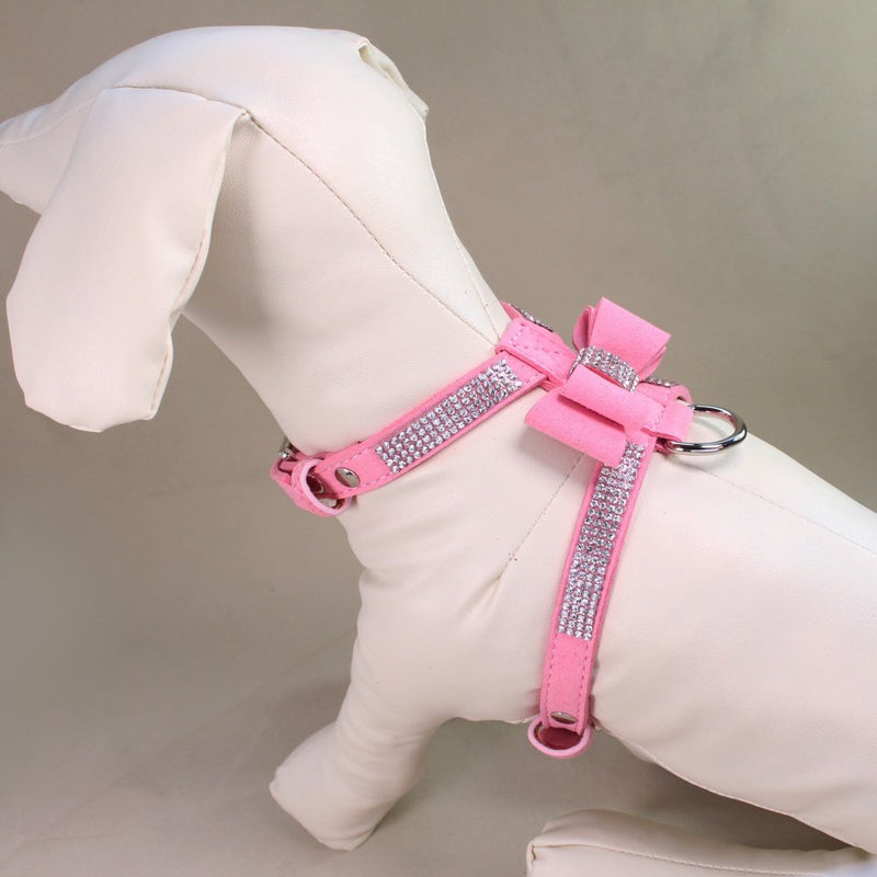 [Australia] - Norbi Fashion Puppy Harness Bling Rhinestone Pet Dog Harness Vest with Bowknot L A Pink 