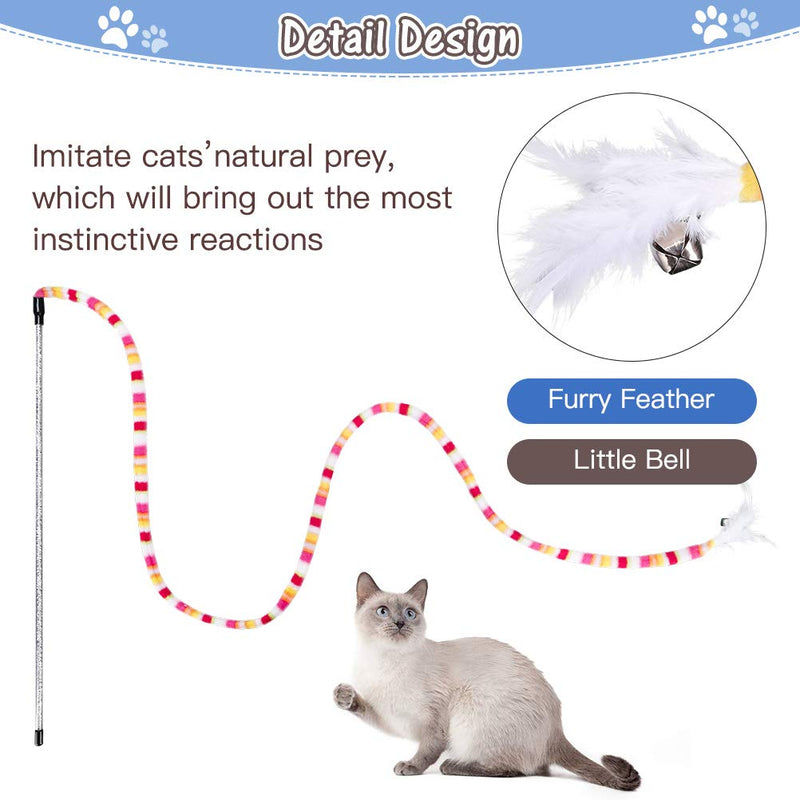 BINGPET Interactive Cat Feather Toys Cat Wand 3 Pack - Jungle Cat Teaser Toys with Feathers for Indoor Kitties - PawsPlanet Australia