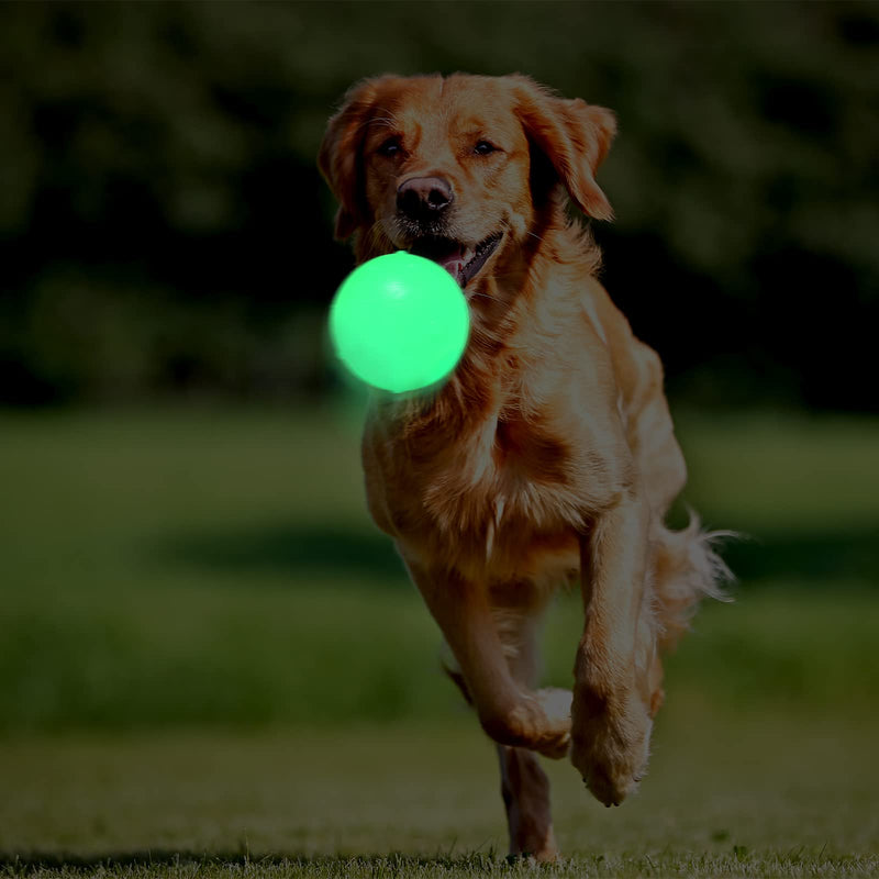 4 Pieces Light Up Balls for Dog Glow in The Dark Pet Rubber Dog Fetch Elastic Toy Balls with a 21 LED UV Flashlight for Pets Dogs Cats Chewing Teeth Cleaning, 2 Inch - PawsPlanet Australia