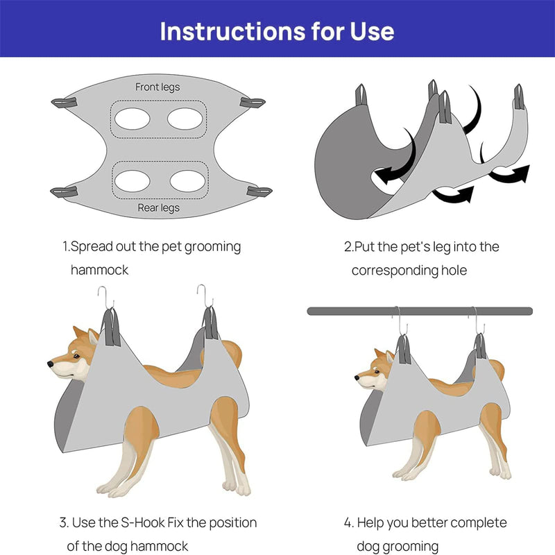 FEEGO Pet Grooming Hammock for Dogs & Cats, Pet Grooming Hammock, Pet Grooming Sling, Dog Grooming Harness, Restraint Bag, Helper, Pet Nail Clip Bag for Grooming, Nail Cutting S (8-10) inch Blue - PawsPlanet Australia
