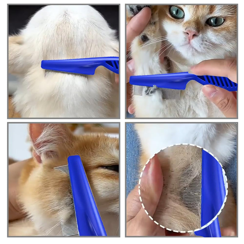 Pack of 4 cat dog flea comb, lice comb, flea comb for removing fleas, metal teeth lice comb, flea tear stain remover comb, pet comb stainless steel lice comb - PawsPlanet Australia
