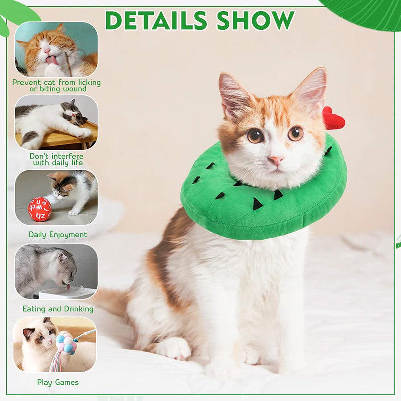 EXPAWLORER Cat Recovery Collar Soft Cat Cone Collar Cute Donut for Wound Healing, Protective E- Collar After Surgery, Elizabethan Collars for Kitten and Small Dogs Cactus - PawsPlanet Australia