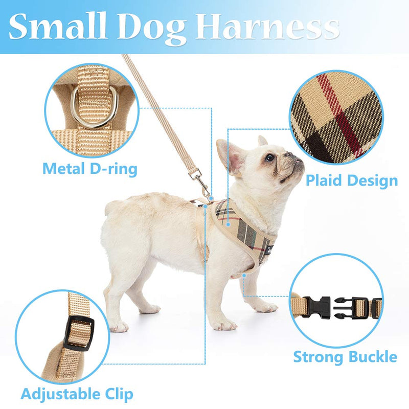 PUPTECK Soft Mesh Dog Harness Pet Puppy Comfort Padded Vest No Pull Harnesses X-Small Beige - PawsPlanet Australia