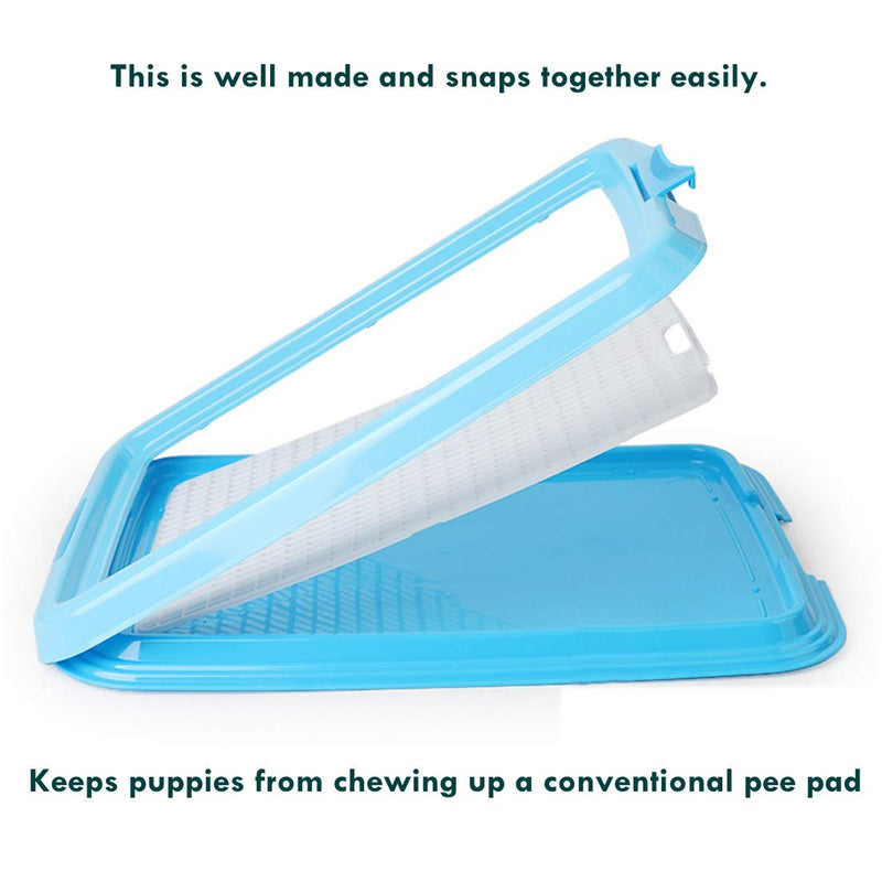 [Australia] - Petforu Dog Training Trays, Pet Toilet Training Pad Holder [Blue + White] 