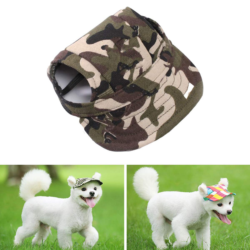 Winnfy Pet Dog Baseball Cap Adjustable Dog Outdoor Baseball Hat with Ear Holes Chin Strap S Camouflage - PawsPlanet Australia