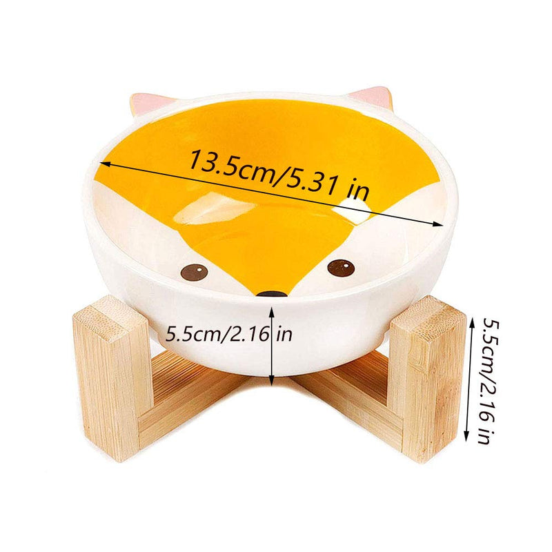 Ceramic Elevated Raised Cat Bowl, Ceramic Cat Bowl with Wood Stand, No Spill Pet Food Water Feeder, for Cats and Small Dogs - PawsPlanet Australia