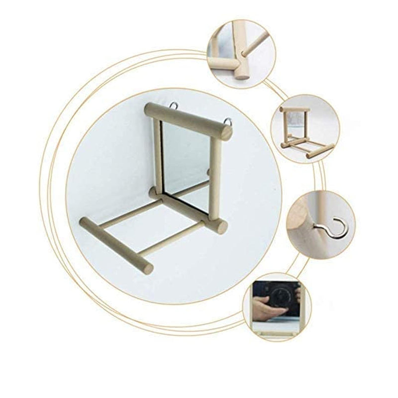 Bird Toy for Parrot Parakeets Conures Cockatiels Cage Swing Wooden Mirror Fun Play Toy for Birds - PawsPlanet Australia