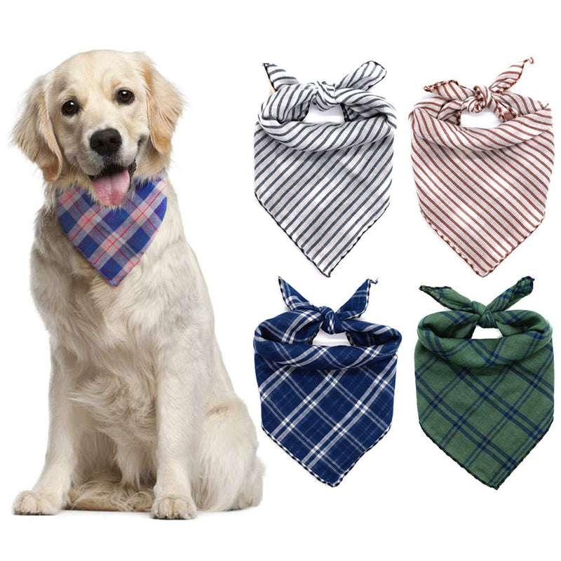 [Australia] - WanKoo Dog Bandanas 5 Pack, Reversible Plaid Printing Dog Scarf Boy and Girl Dogs Handkerchief Washable Triangle Bibs for Small Medium and Large Dogs 