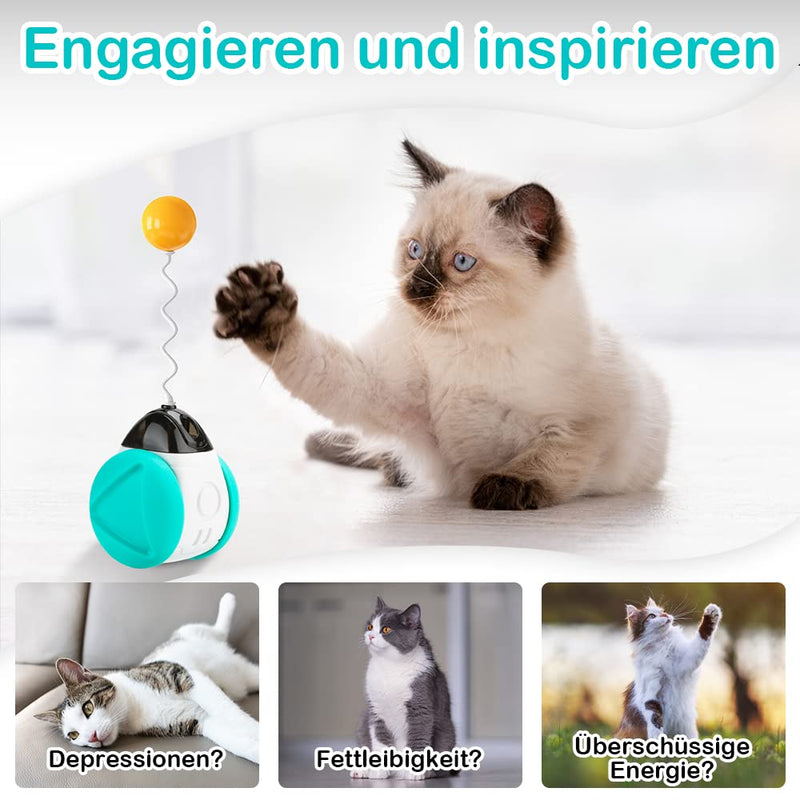 SHTALHST Cat Toy, Self-Employment, with Catnip & Birds Chirping, Funny Cat Ball, Tumbler Toy, Interactive Cat Toy, Helps Cats Increase Their Vitality Blue Lake - PawsPlanet Australia