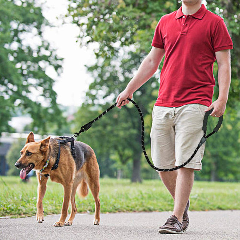 [Australia] - Amebo Reflective Dog Leash,5 FT Dog Training Leash,Nylon Leash Dog Mountain Climbing Rope for Strong Small Medium Large Dog Black 