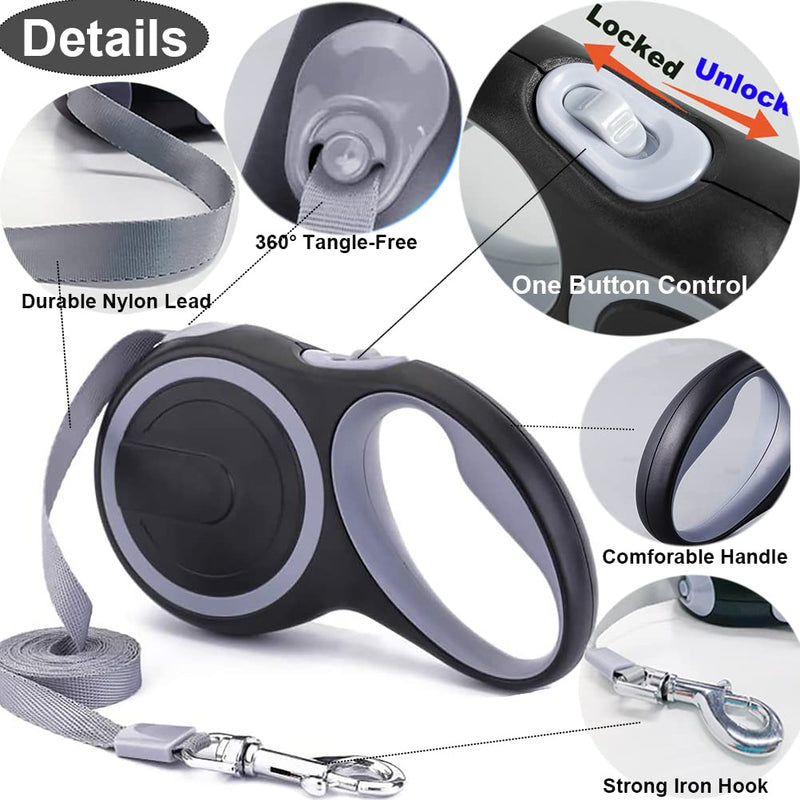 Fiyade Retractable Dog Lead for Large Medium Small Dogs, Double Retractable Dog Leash with 2 Dogs Chain Lead, Double Dog Ended Lead Extendable Dog Lead 3m + Metal Double Lead 50cm-S S-3m+50m - PawsPlanet Australia