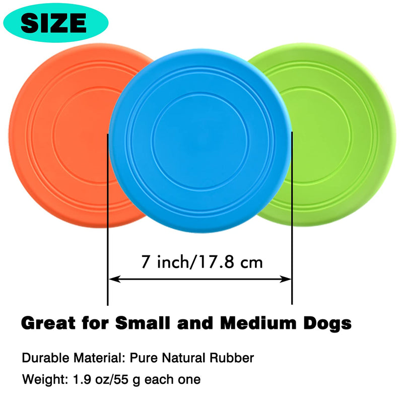 Dog Flying Disc, 3 Pack Dog Flyer Dog Toy, Dog Soft Rubber Interactive Lightweight Flying Disc Dog Toy for Small Large Dogs - Floats in Water & Safe on Teeth, 7 inch. - PawsPlanet Australia