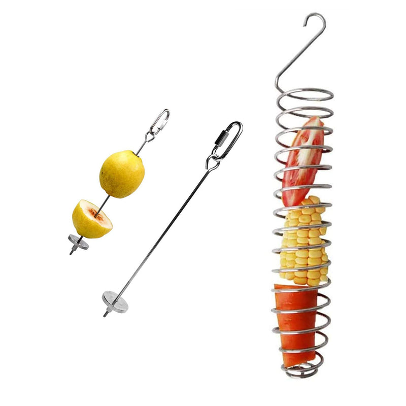 [Australia] - HFBlins 3 PCS Bird Food Holder, Parrot Hanging Cage Vegetable Fruit Feeder, Stainless Steel Bird Treat Skewer Parrot Foraging Toy, Animal Feeding Treating Tool 