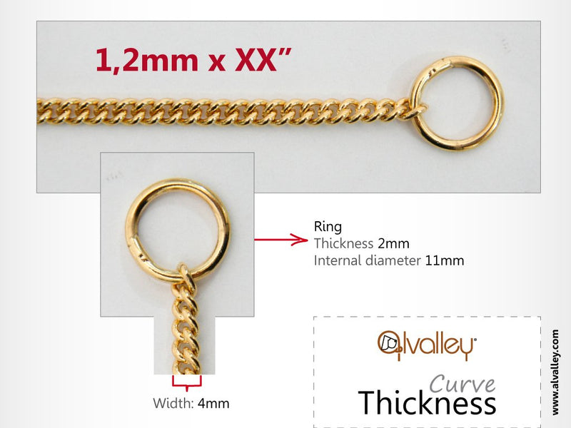 [Australia] - Alvalley Martingale Chain Show Collar for Dogs Thickness 1.2 mm x 14 in Chrome Plate 