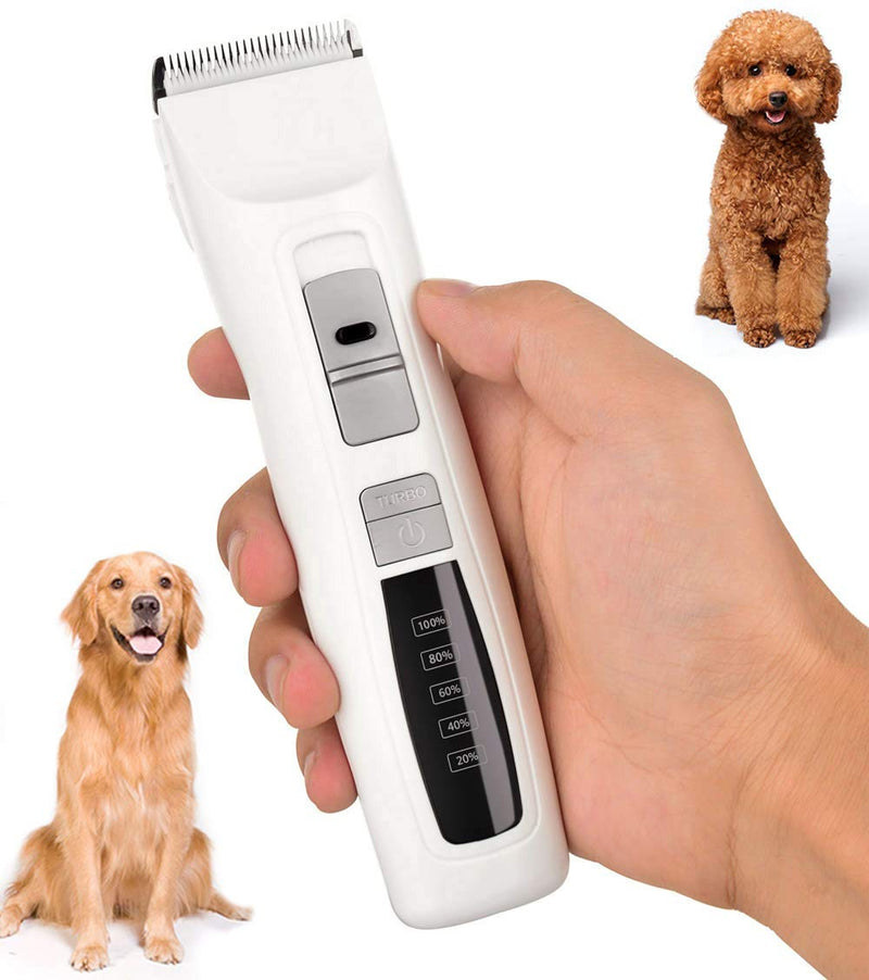 HaoYaa Professional Dog Clippers, 2 Speed Quiet Rechargeable Cordless Pet Grooming Clippers for Dogs Cats, White - PawsPlanet Australia